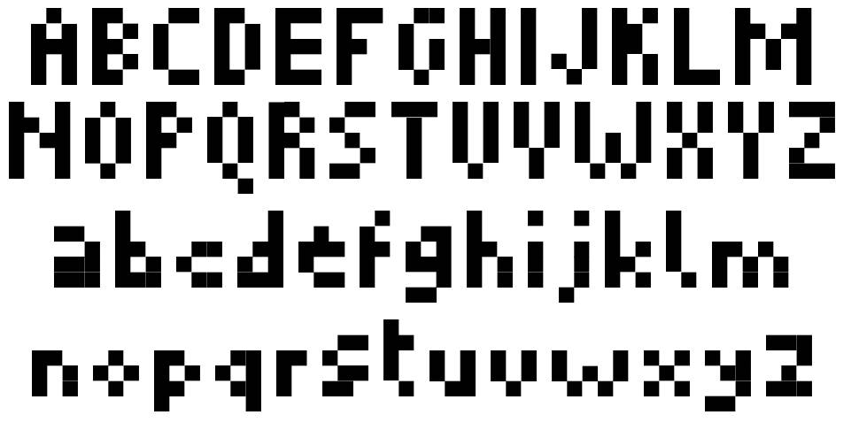 Micropixel font specimens