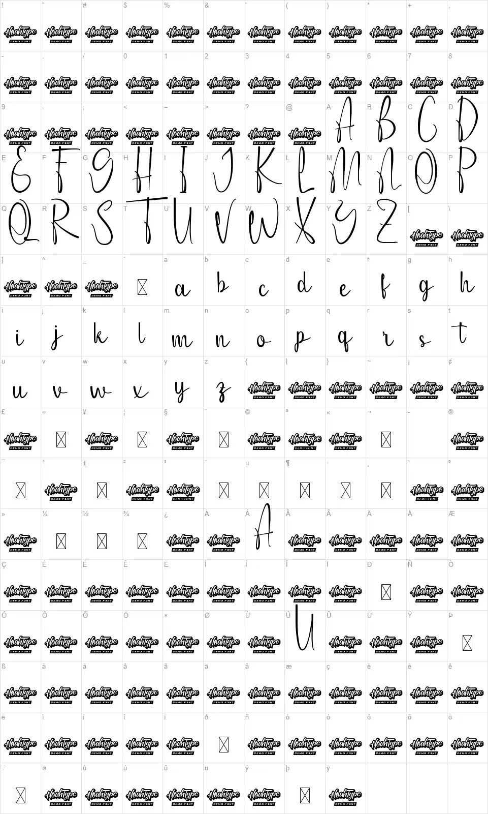 Mix Matchfont character map