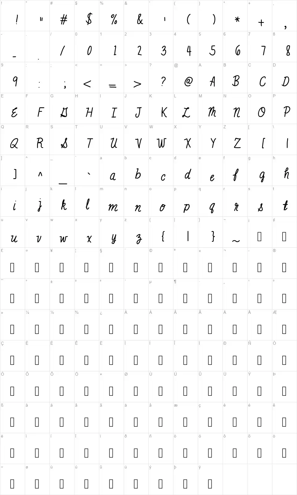 Mix Scribblefont character map