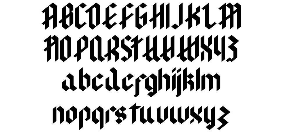 Modern Goth 字形 标本
