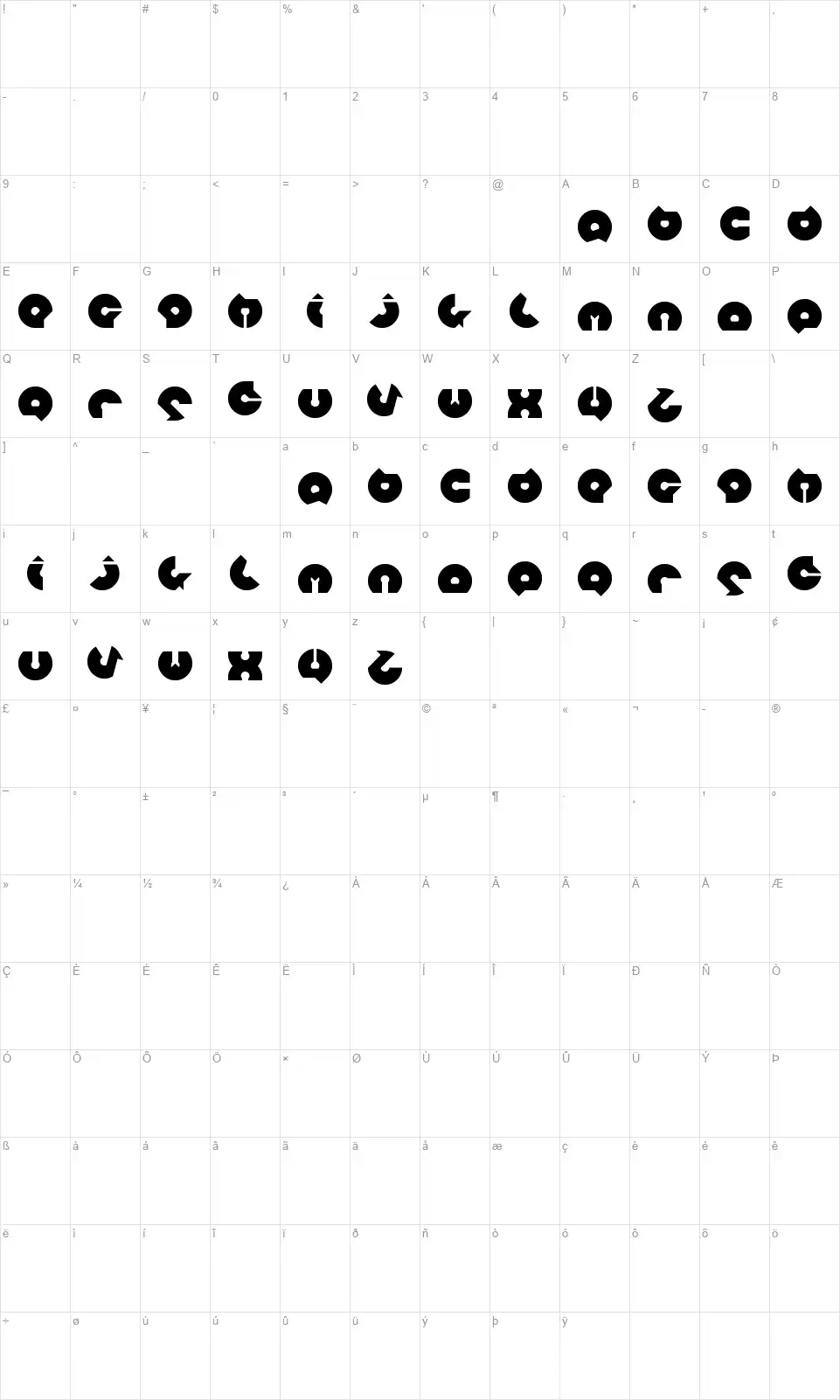 Mohrfont character map