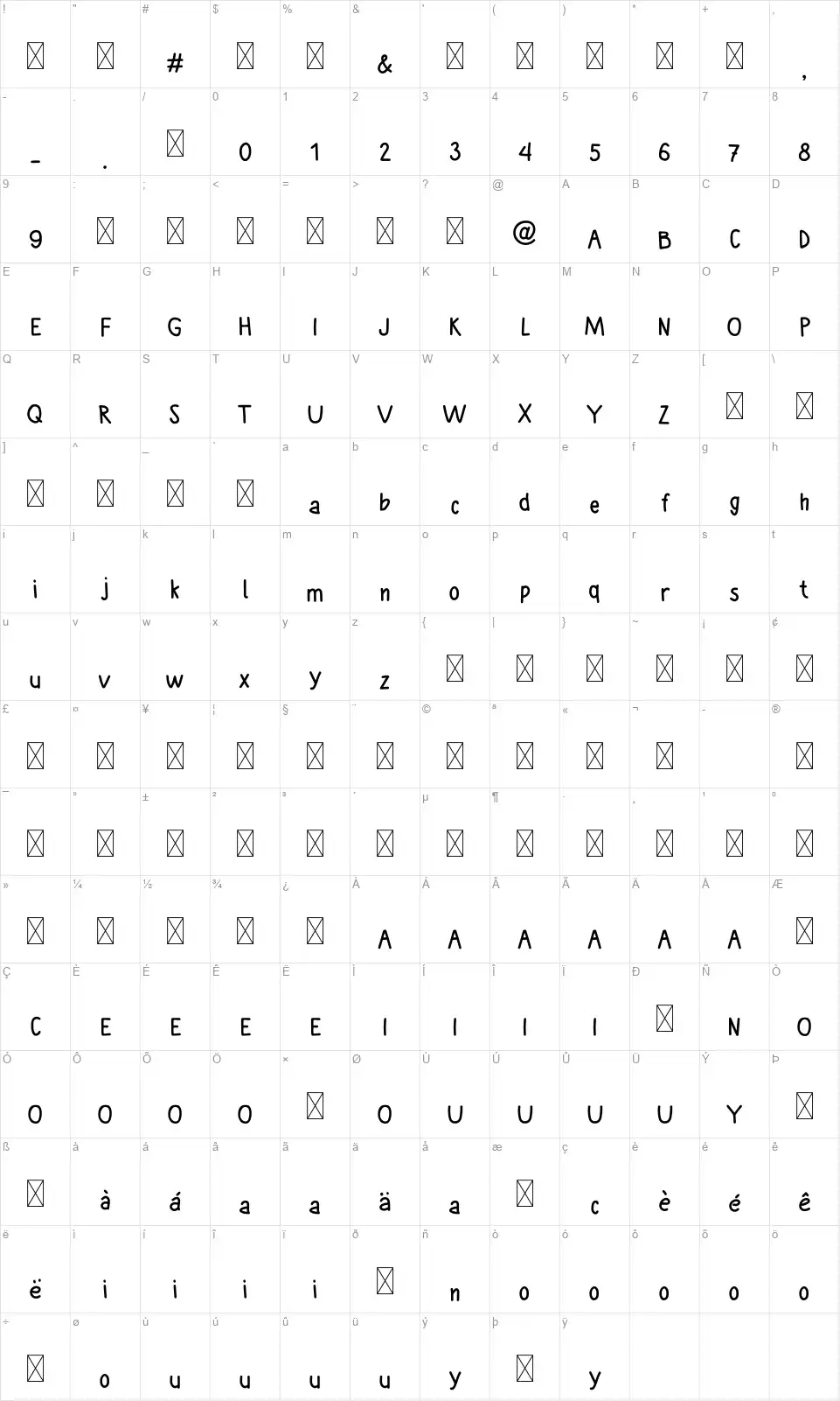 Monday Moodfont character map
