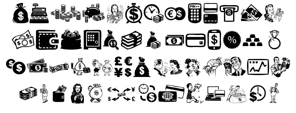 Money, money, money font specimens