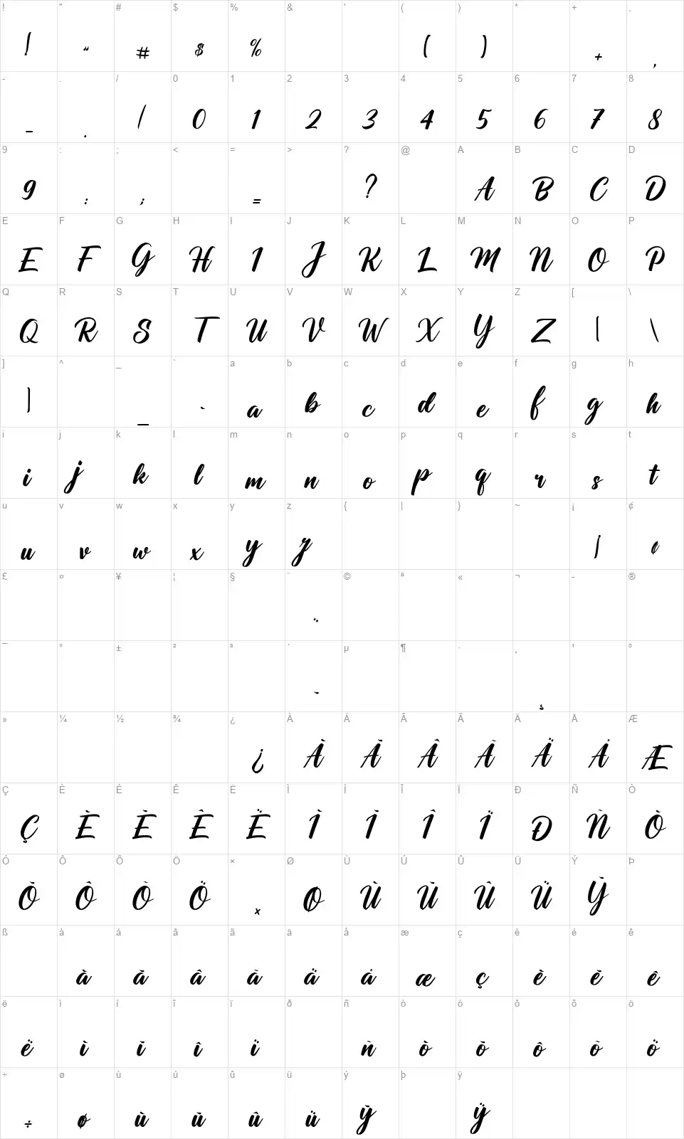 Monster Clubhousefont character map