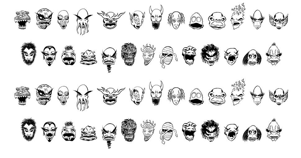 Monsters Among US Dingbats font Örnekler