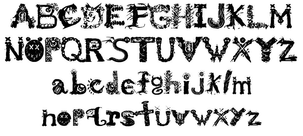 Monstrous Zosimus font specimens