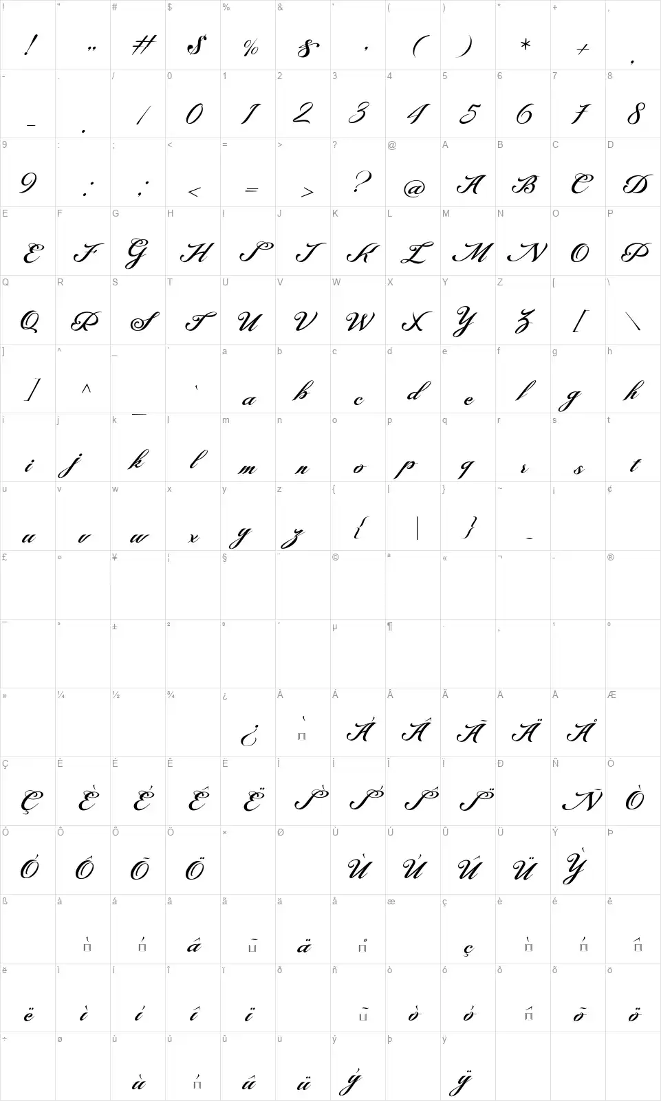 Montantefont character map