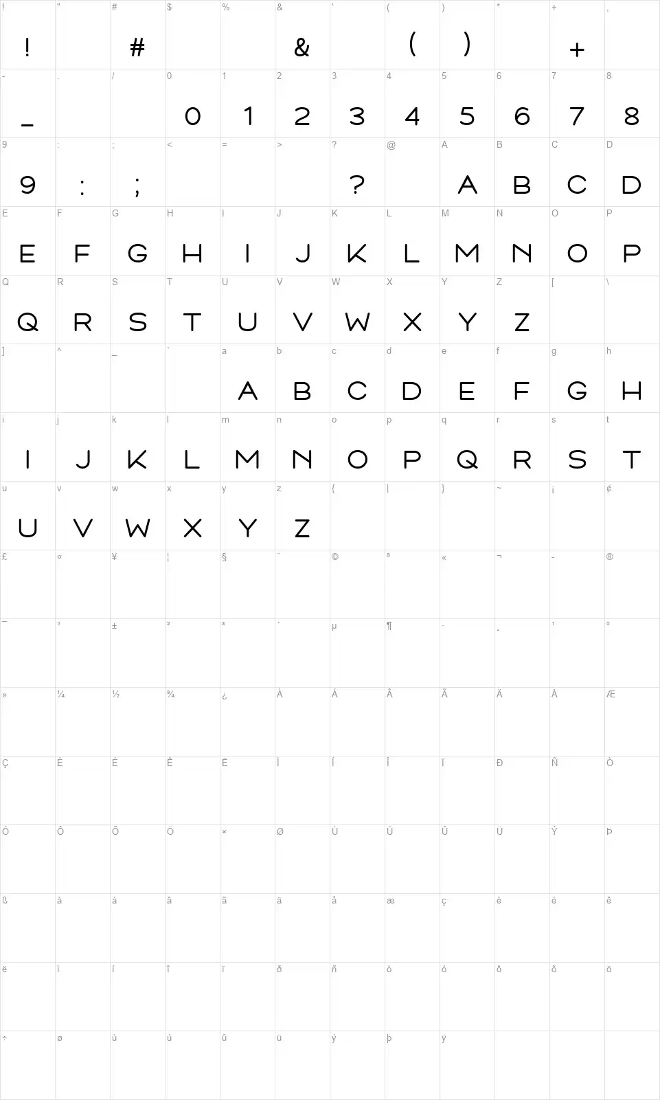 Montrelofont character map