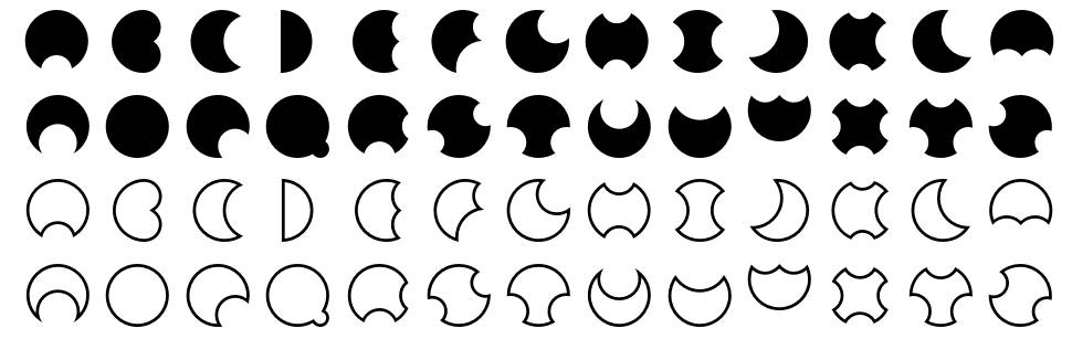 Moon písmo Exempláře
