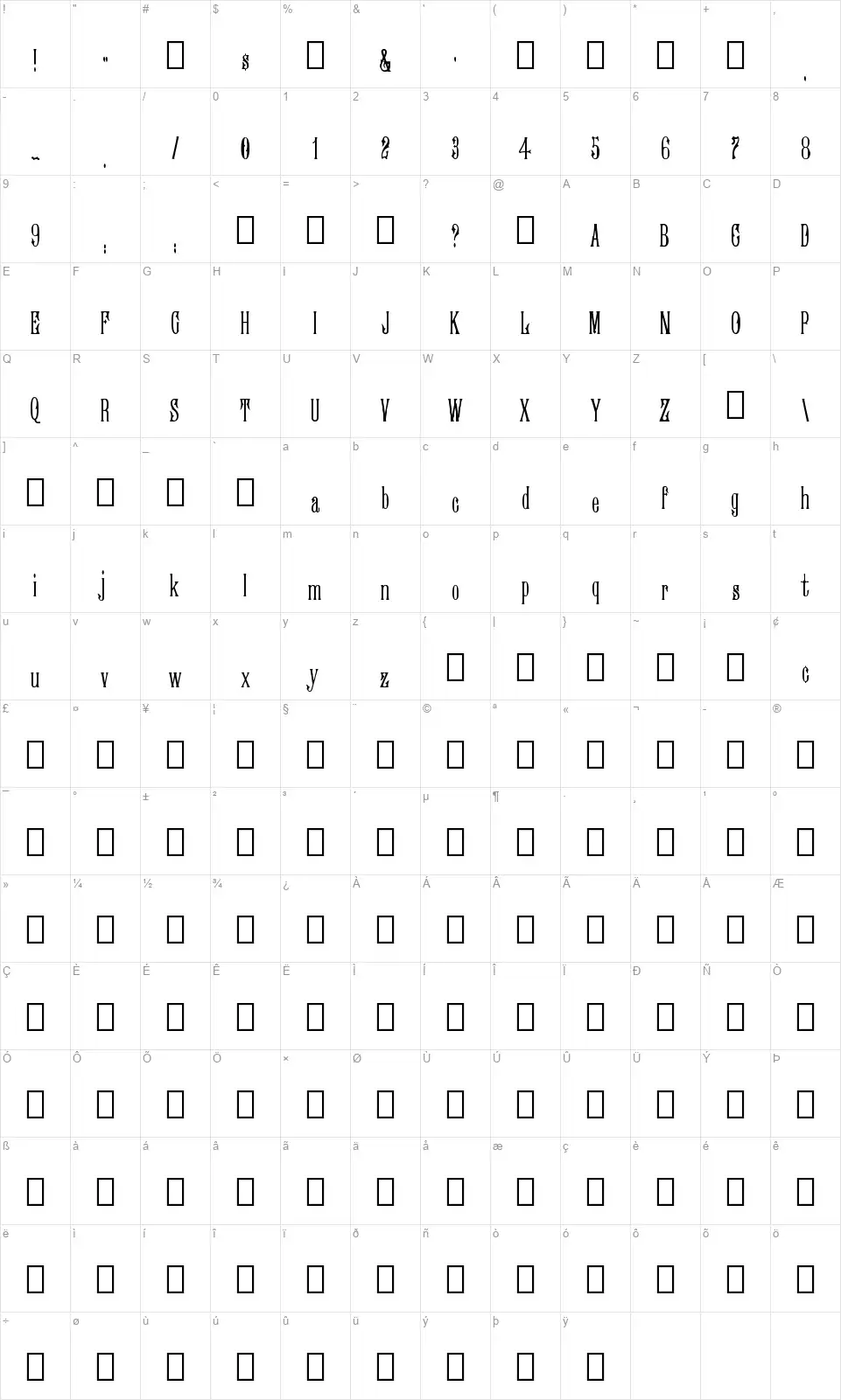 Morningside Map Morningsidefont character map