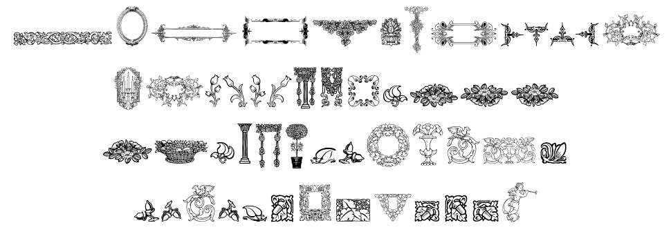 Mortised Ornaments Free Two font specimens