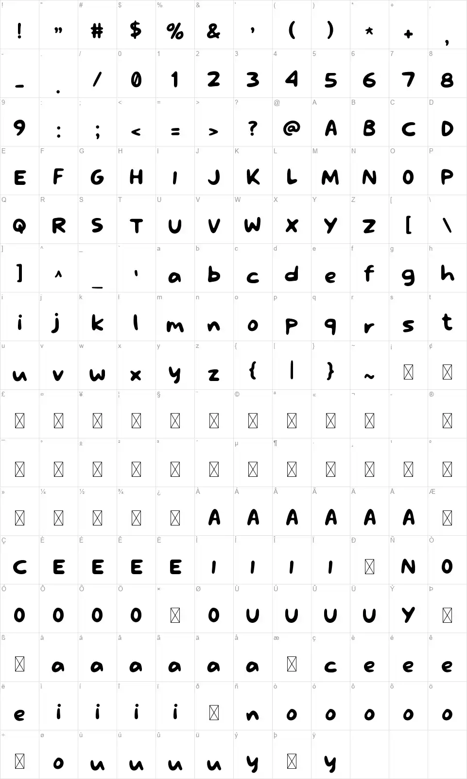 MORVENfont character map