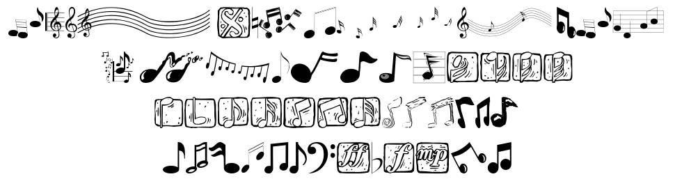 Music Elements písmo Exempláře
