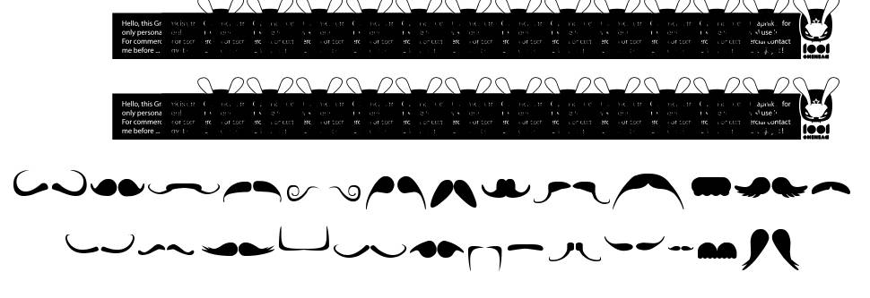 Mustache font specimens