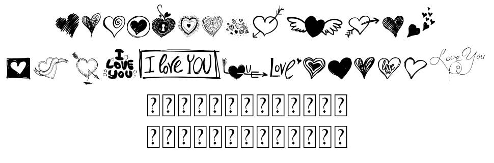 My Valentines Love font specimens