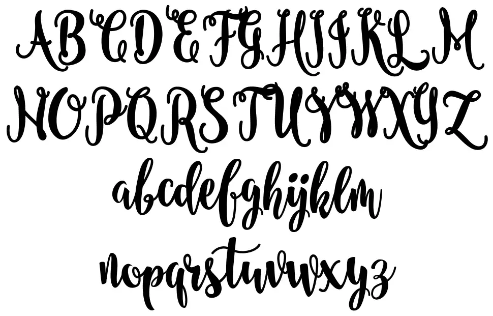 Nanda Script font specimens