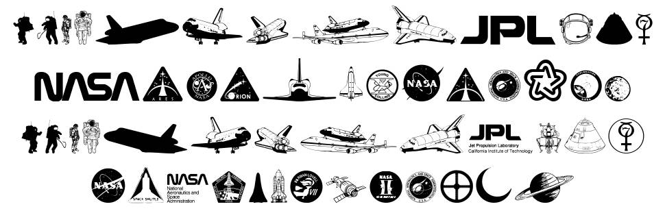 NASA Dings font specimens