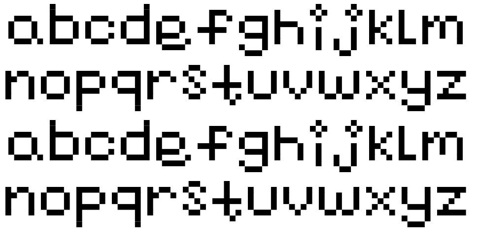 Nayupixel písmo Exempláře