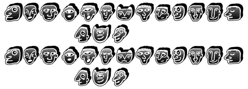 Negative Headsfont specimens