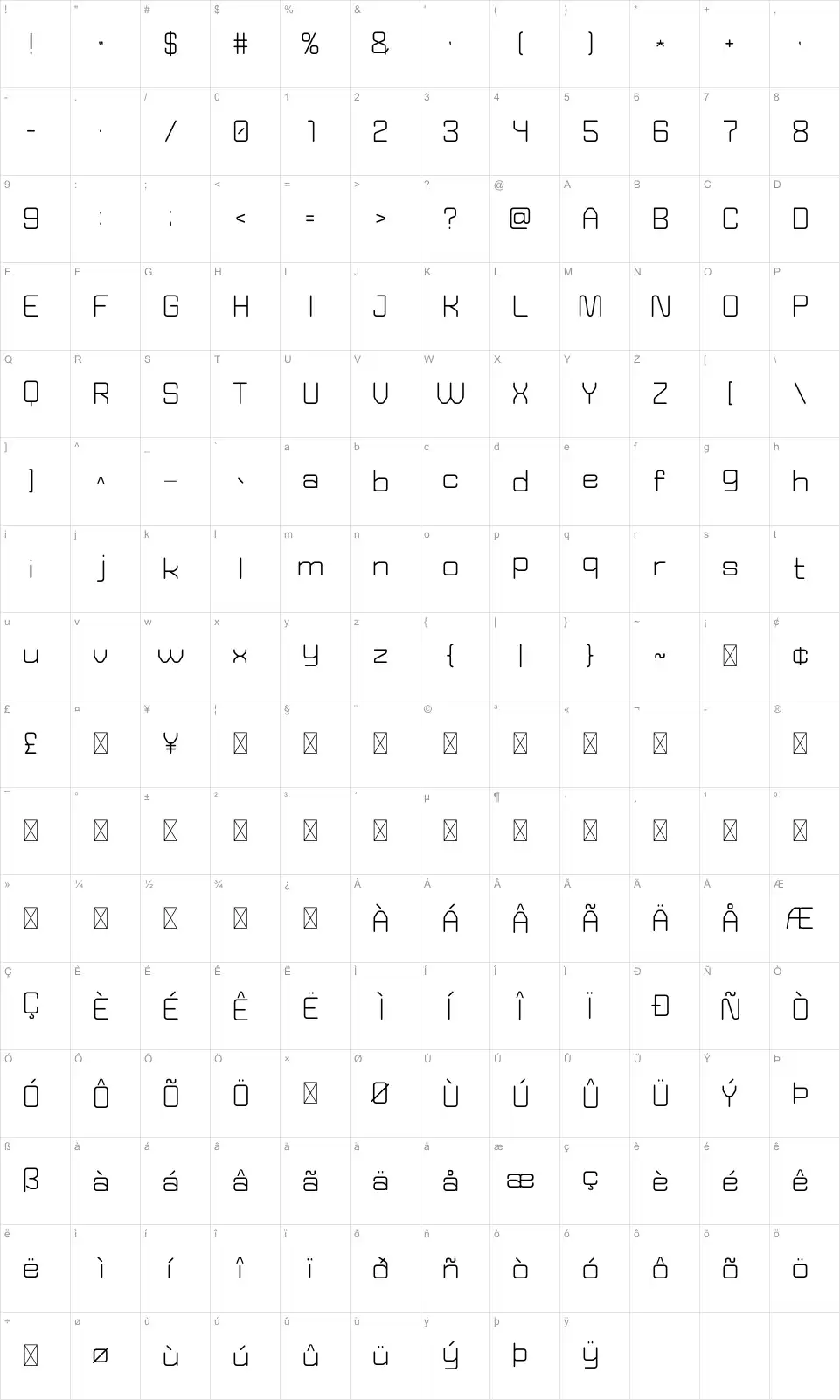 Nelight Map Nelightfont character map