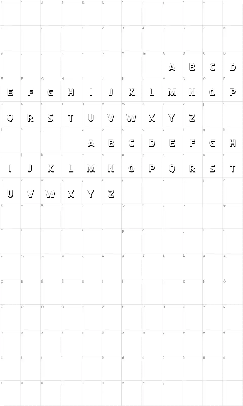 Net Worthfont character map