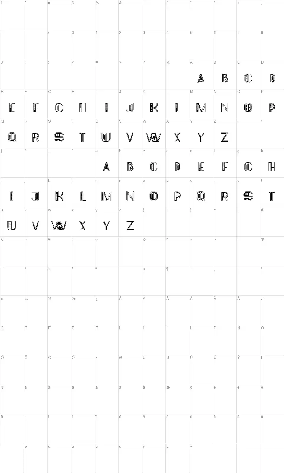 Netherlandsfont character map