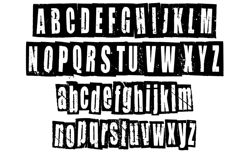 Newspaper Cutout White On Blackfont specimens