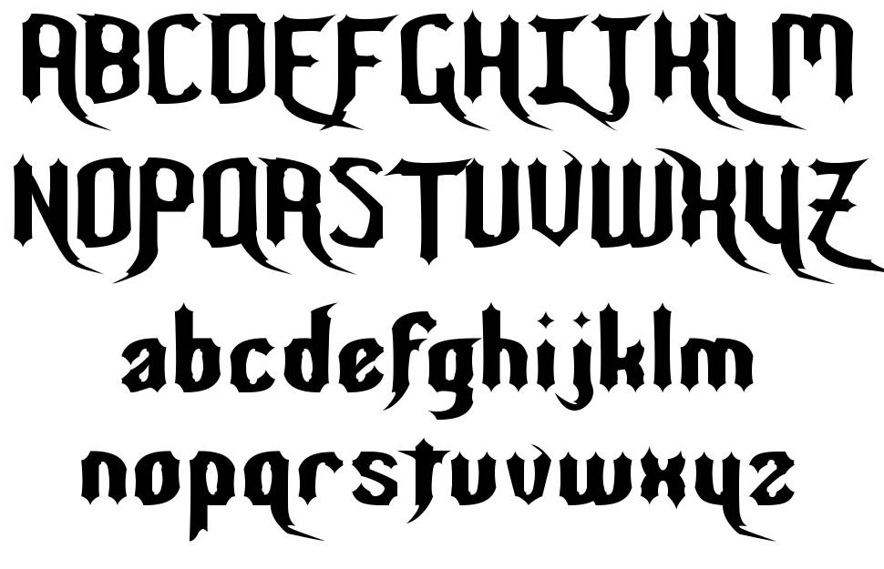 Night Warrior font specimens