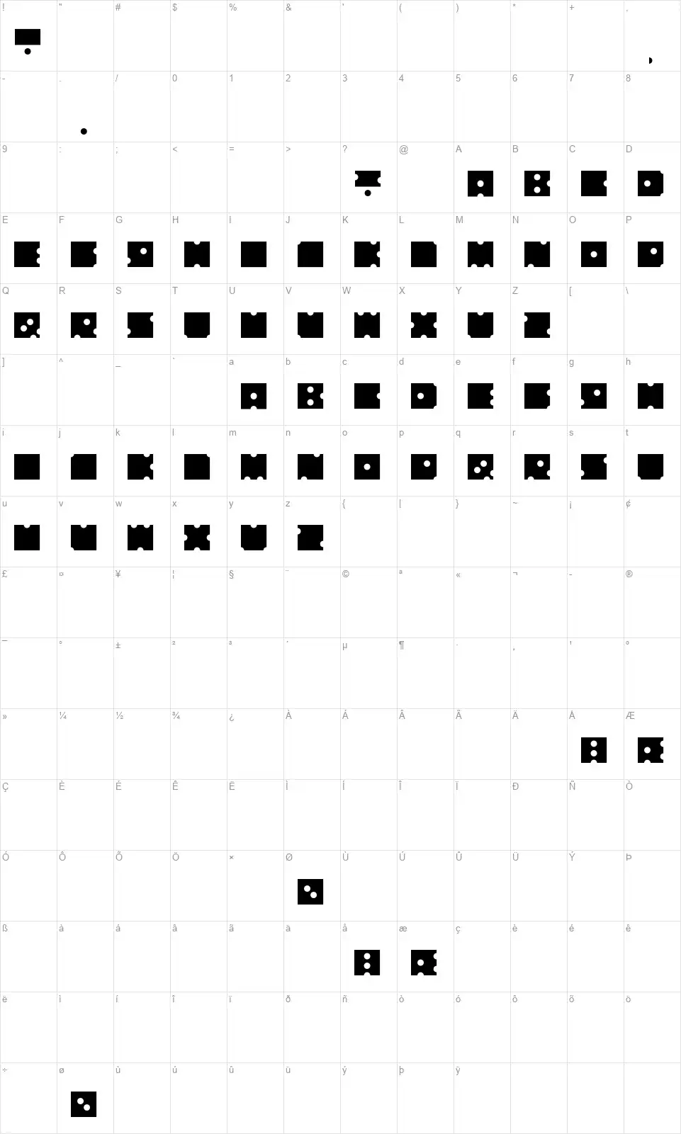 No Dicefont character map