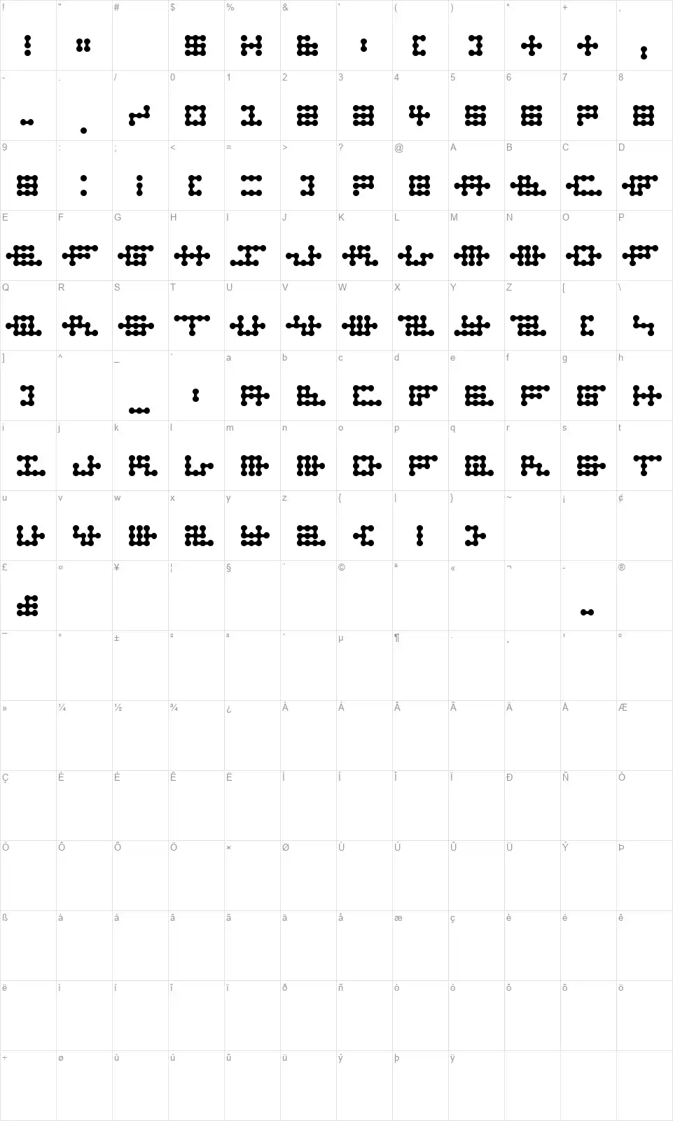 Node To Nowherefont character map