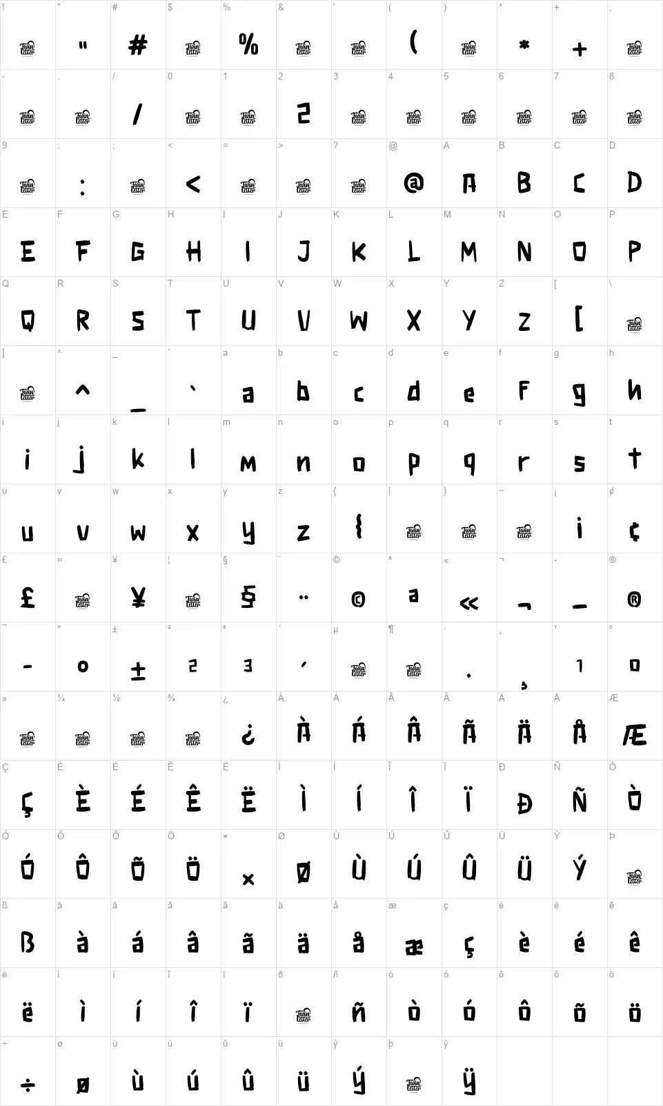 Notha Fokal Map Notha Fokalfont character map