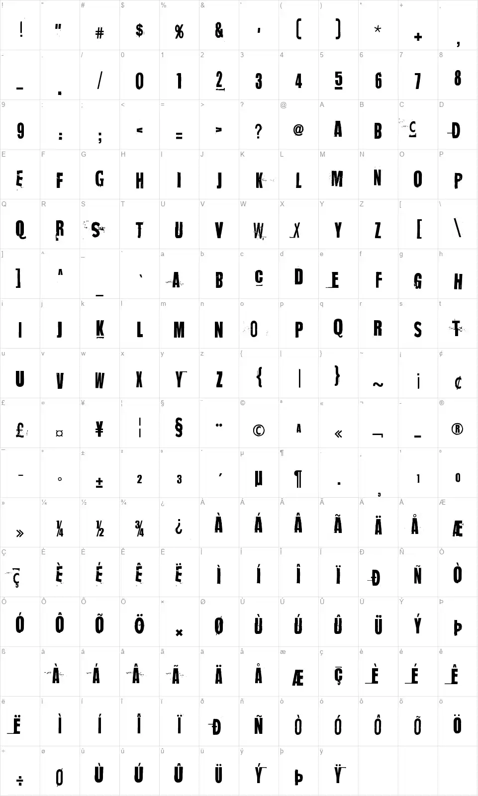 Nothing Cleanfont character map