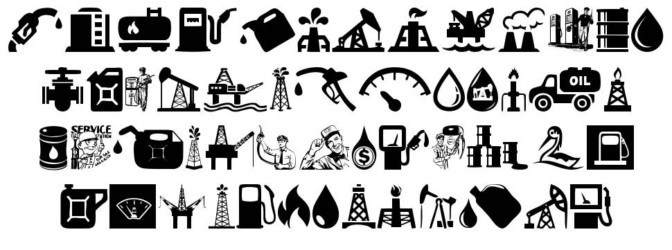 Oil Icons font Örnekler