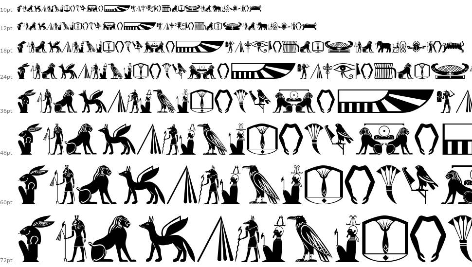 Old Egypt Glyphs 字形 瀑布
