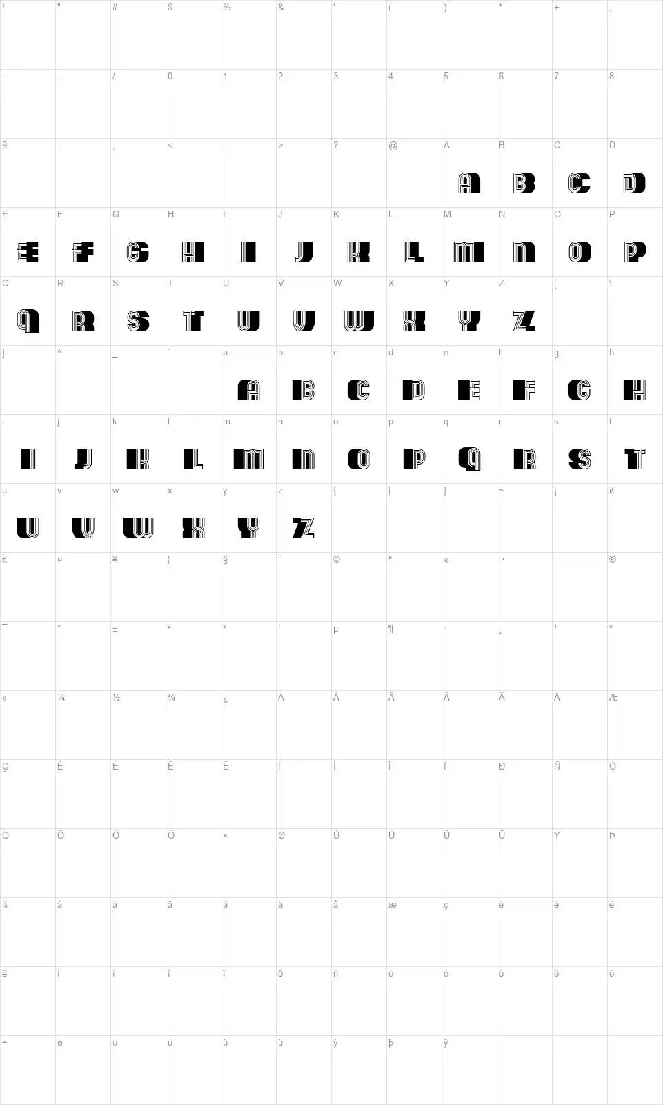 Olibafont character map