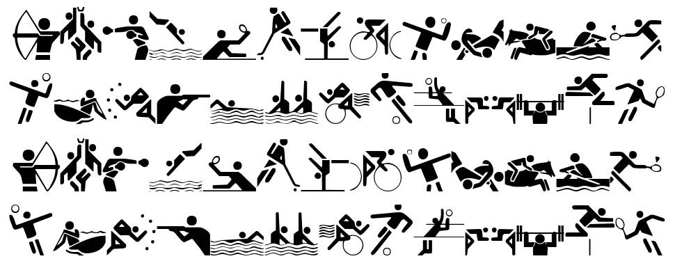 Olympicons písmo Exempláře