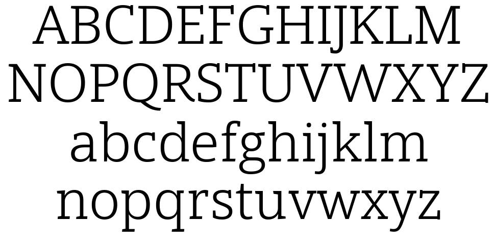 Open Serif 字形 标本