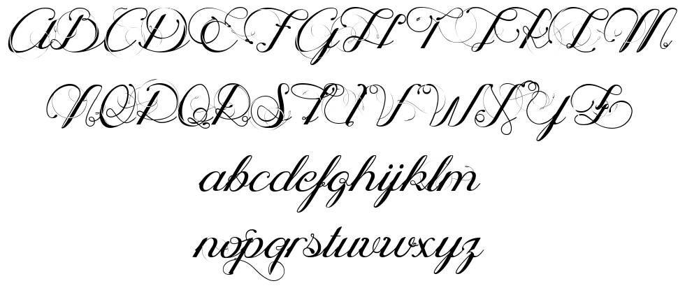 Ophelia Script font specimens