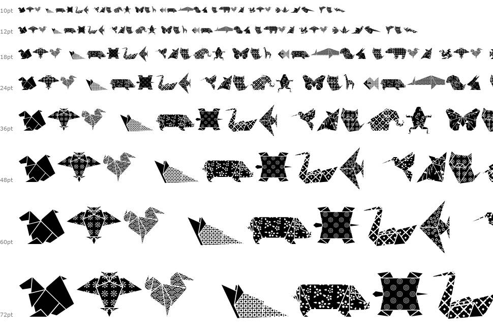 Origami Bats písmo Vodopád
