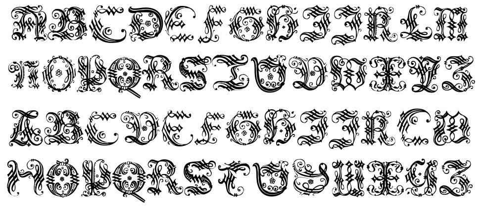 Ornamental Initial font specimens