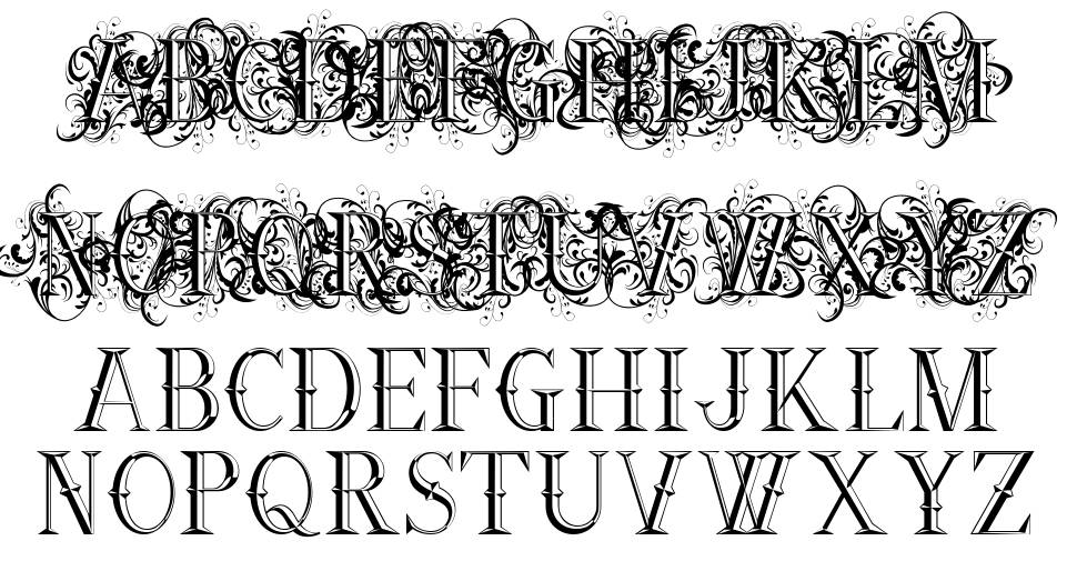 Ornamental Versals písmo Exempláře