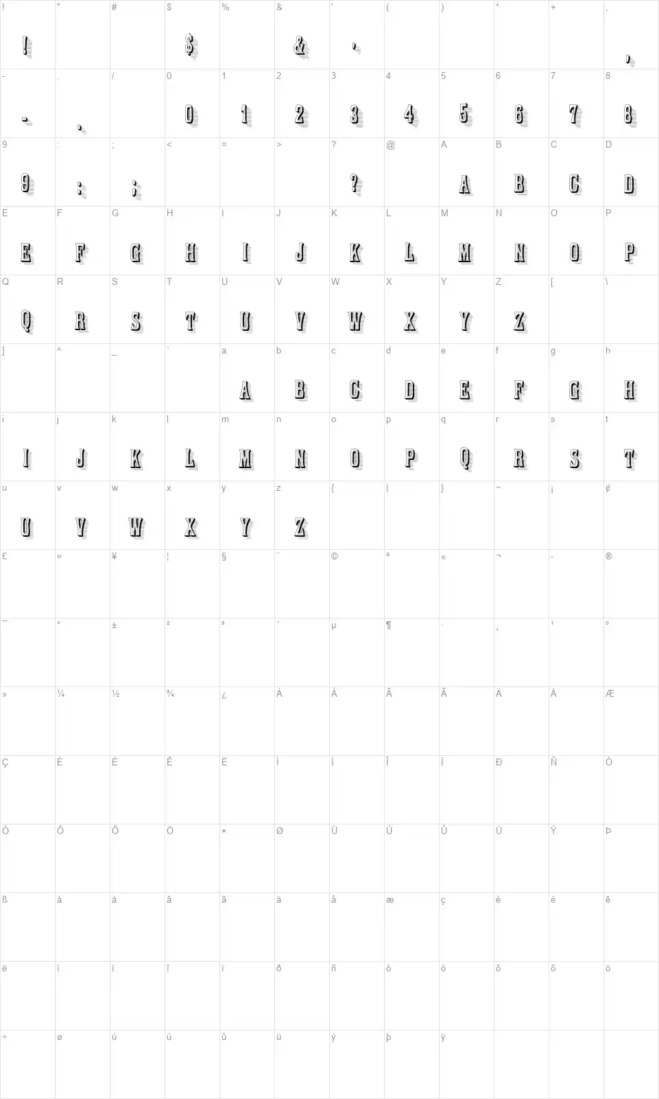 Ornamented, No. 1059 Map Ornamented, No. 1059font character map