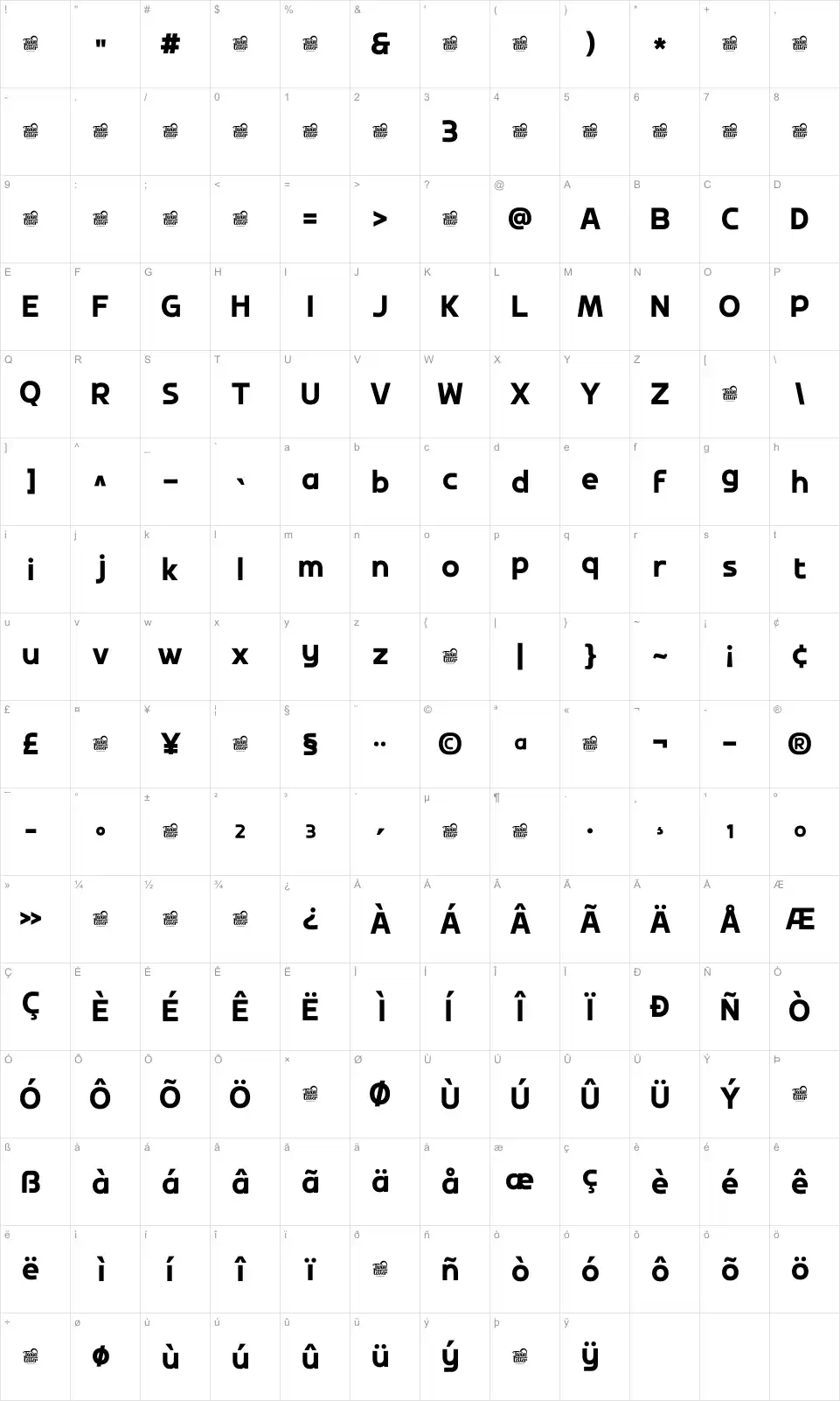 Orogen Crest Map Orogen Crestfont character map