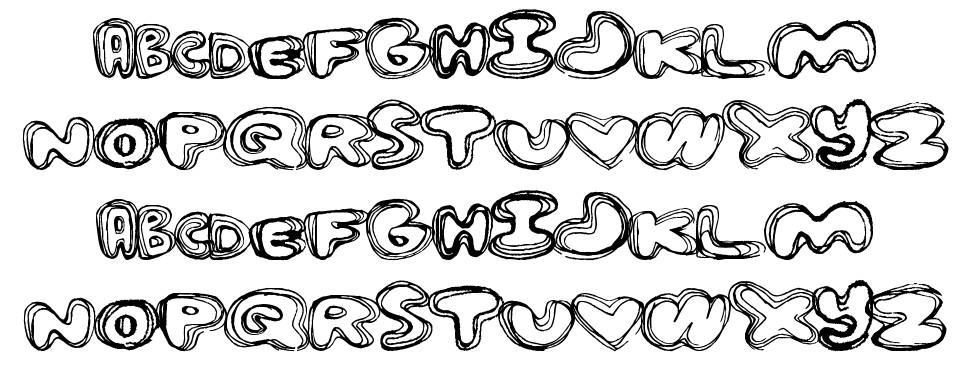 Outline Around font specimens