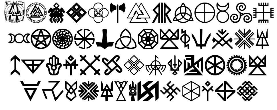 Pagan Symbols font specimens