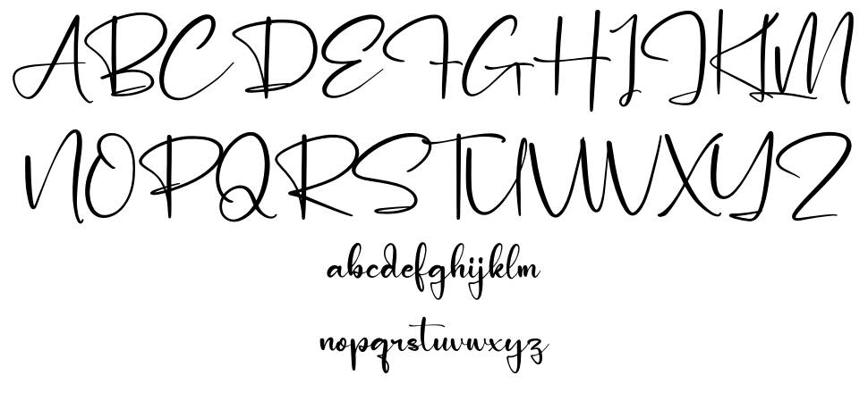 Pantherdam Signature font specimens