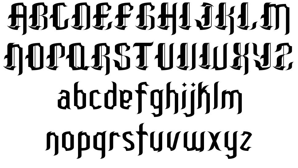 Patinio Gothic font specimens
