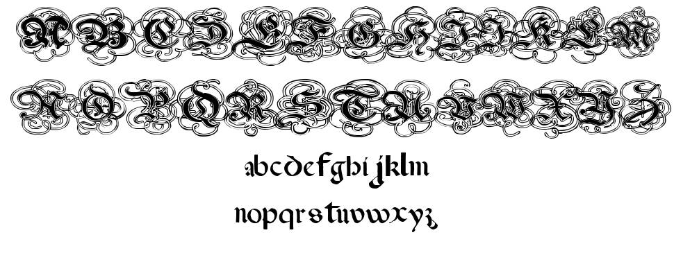 Pauls Gothic Curls písmo Exempláře