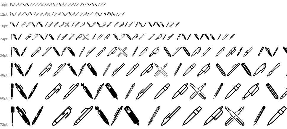 Pen Icons czcionka Wodospad