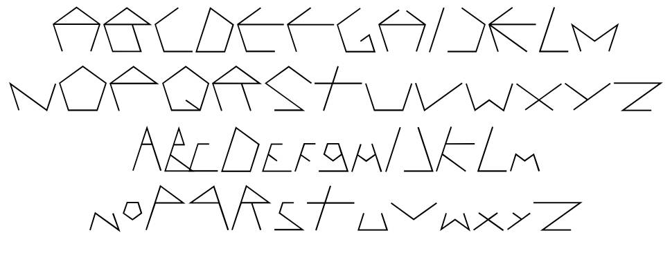 Pentagron písmo Exempláře
